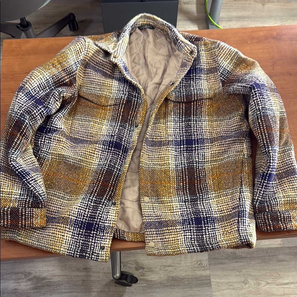 Alpine Design Plaid Men's Jacket in Brown and Blue jacket